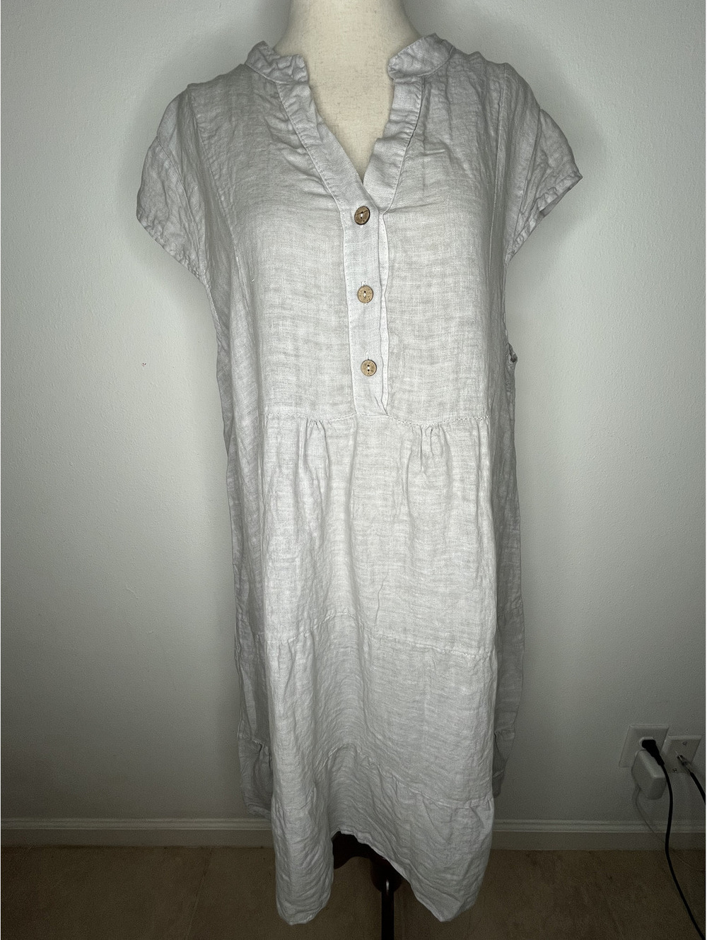 NWT Francesca Bettini Women's Pearl/100% Linen Dress Size XL